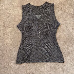 White House Black Market Black and White Patterned Women's Top